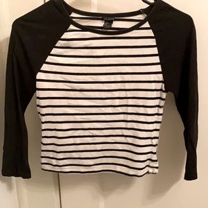 Striped Baseball Tee crop top